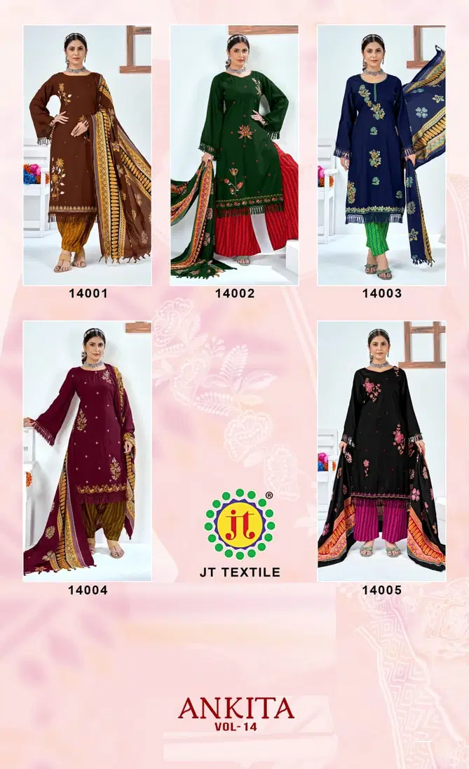 Ankita Vol 14 By Jt Rayon Designer Dress Material Wholesalers In Delhi
